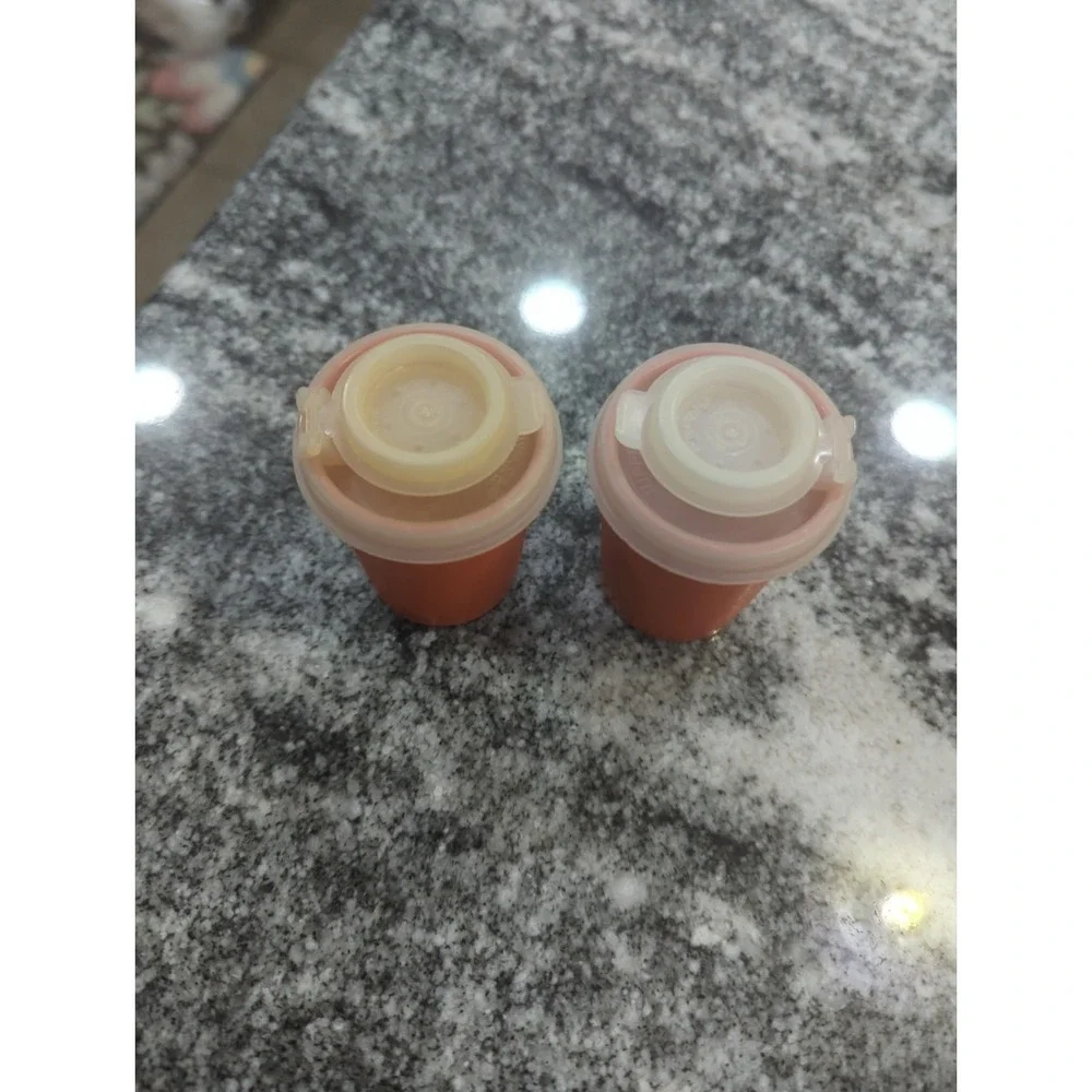 Vintage Tupperware Picnic Salt & Pepper Set 1970's Harvest Orange